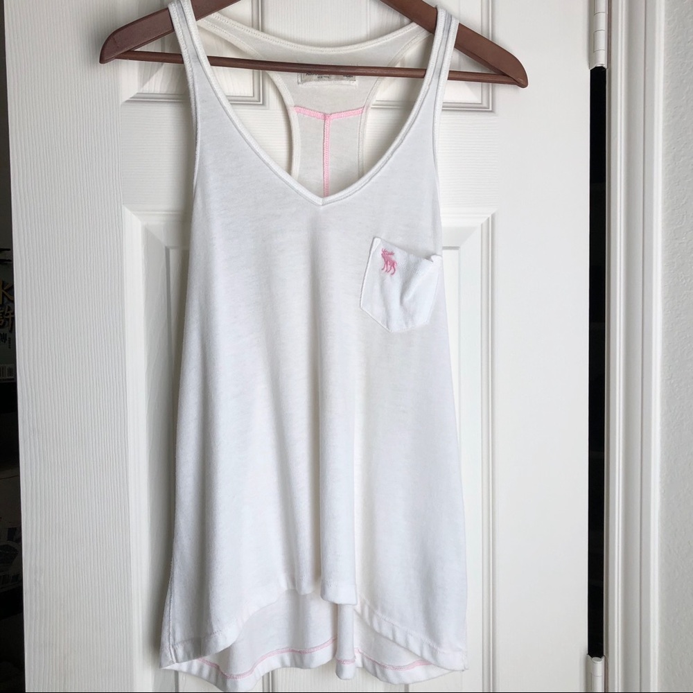 ABERCROMBIE white logo tank top🌸